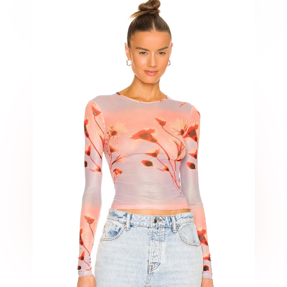 Miaou Pink and Orange Floral Long Sleeve Top